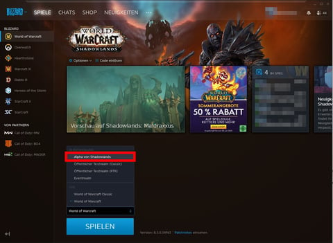 Wow launcher shadowlands beta