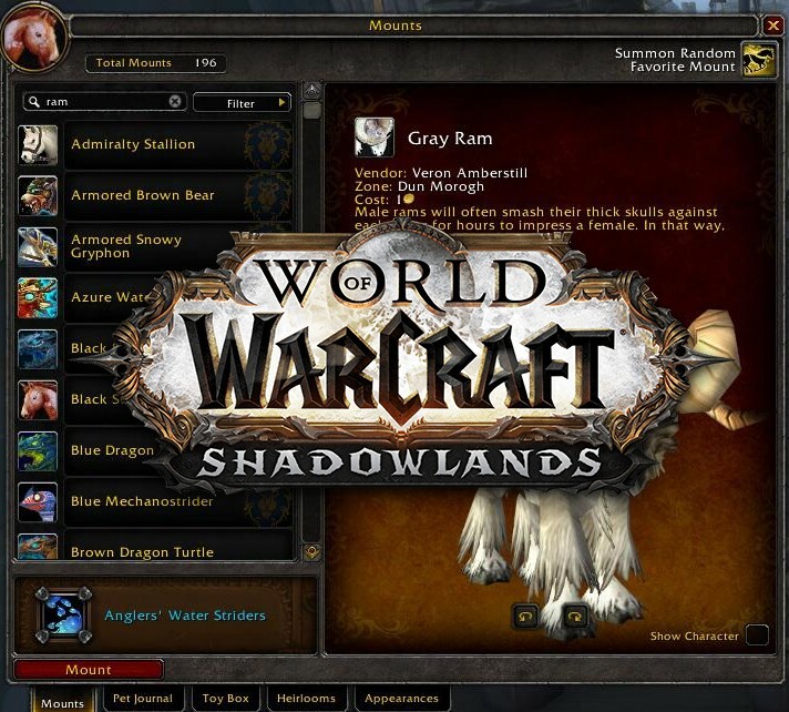 Wow shadowlands mounts