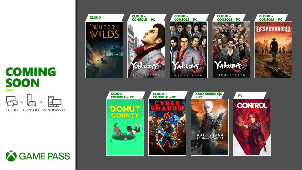 Xbox game pass januar the medium yakuza
