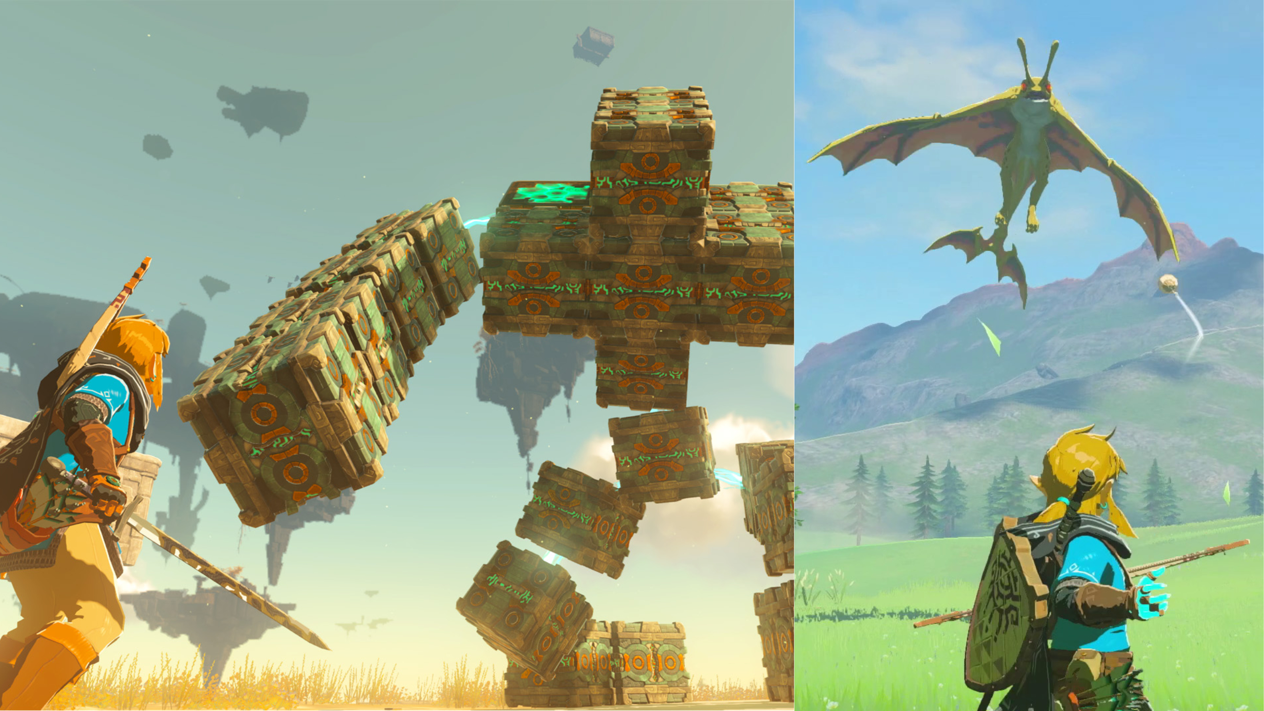 Zelda TOTK Drgon and Stone Golem