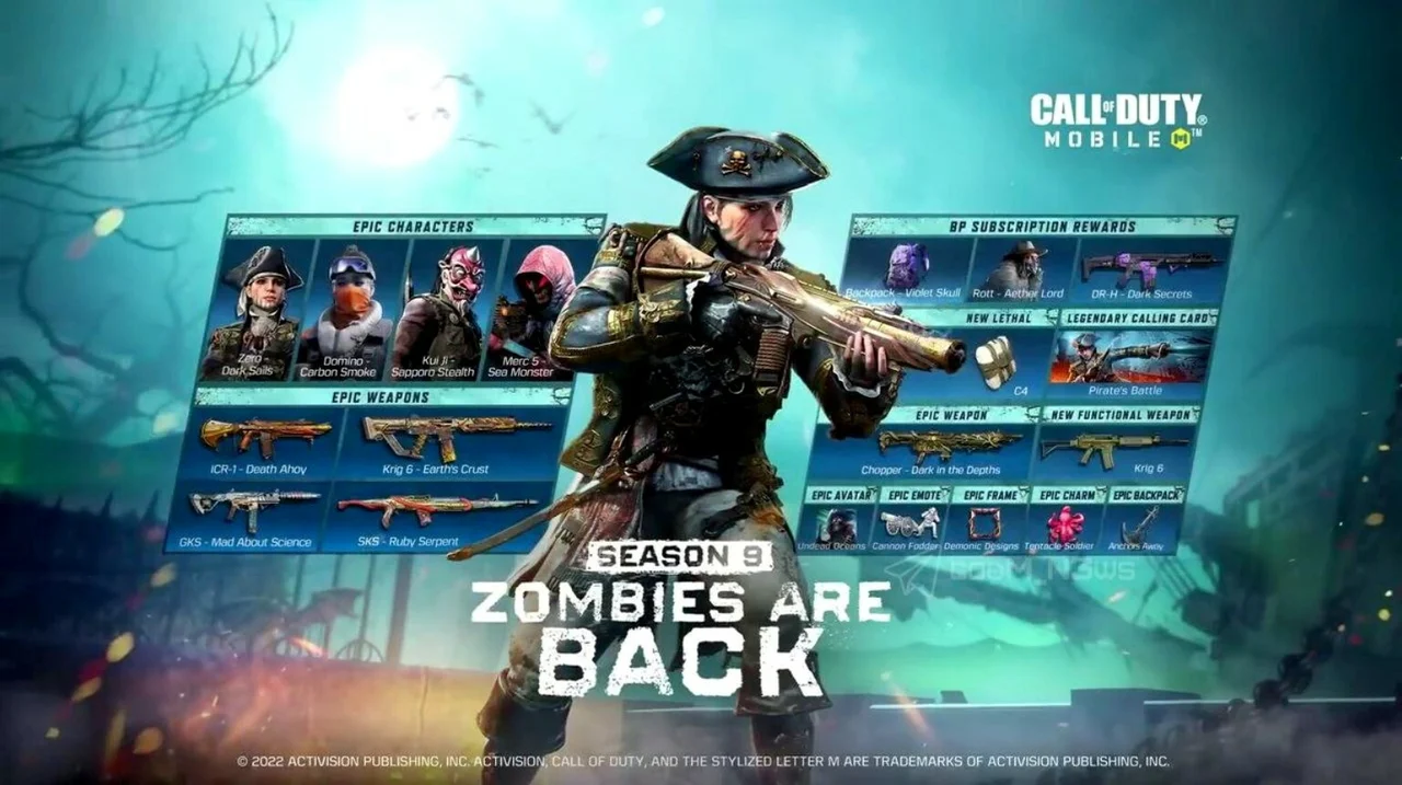 Cod mobile season 9 battle pass 2022 rewards